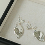 Vintage Long Textured Leaf Drop Earrings - floysun