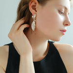 Vintage Long Textured Leaf Drop Earrings - floysun