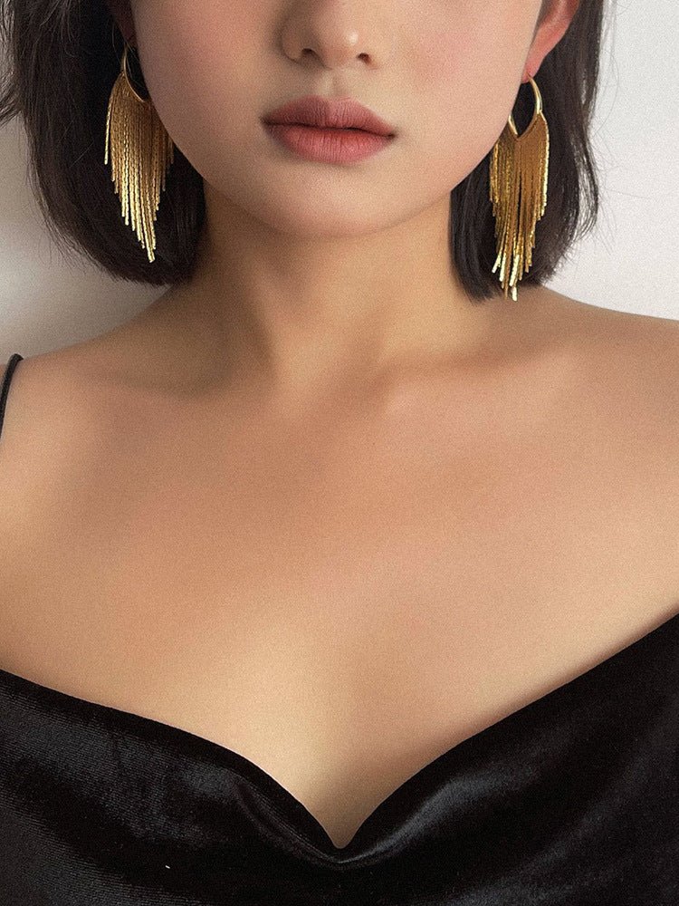 Vintage Matte Gold Wheat Tassel Earrings - floysun