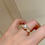 Vintage Mother - of - Pearl Pearl Elegance Pavé Ring - floysun