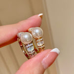 Vintage Mother - of - Pearl Pearl Elegance Pavé Ring - floysun