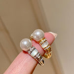 Vintage Mother - of - Pearl Pearl Elegance Pavé Ring - floysun