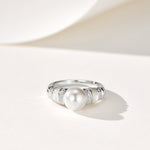 Vintage Mother - of - Pearl Pearl Elegance Pavé Ring - floysun