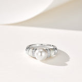 Vintage Mother - of - Pearl Pearl Elegance Pavé Ring - floysun