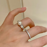 Vintage Mother - of - Pearl Pearl Elegance Pavé Ring - floysun