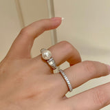 Vintage Mother - of - Pearl Pearl Elegance Pavé Ring - floysun