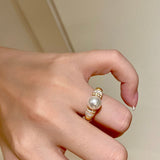 Vintage Mother - of - Pearl Pearl Elegance Pavé Ring - floysun