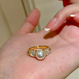 Vintage Mother - of - Pearl Pearl Elegance Pavé Ring - floysun