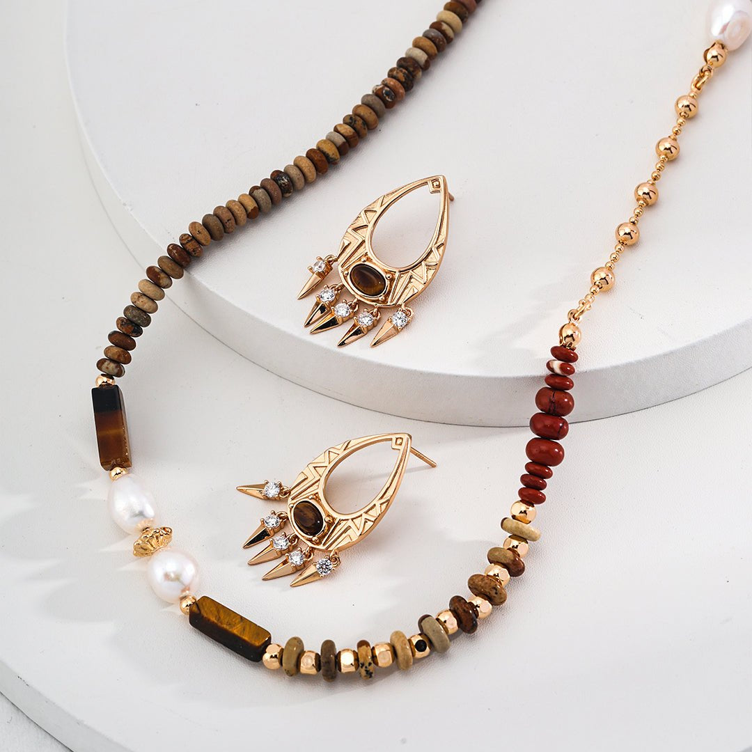 Vintage Multi-Element Gemstone Beaded Necklace - floysun