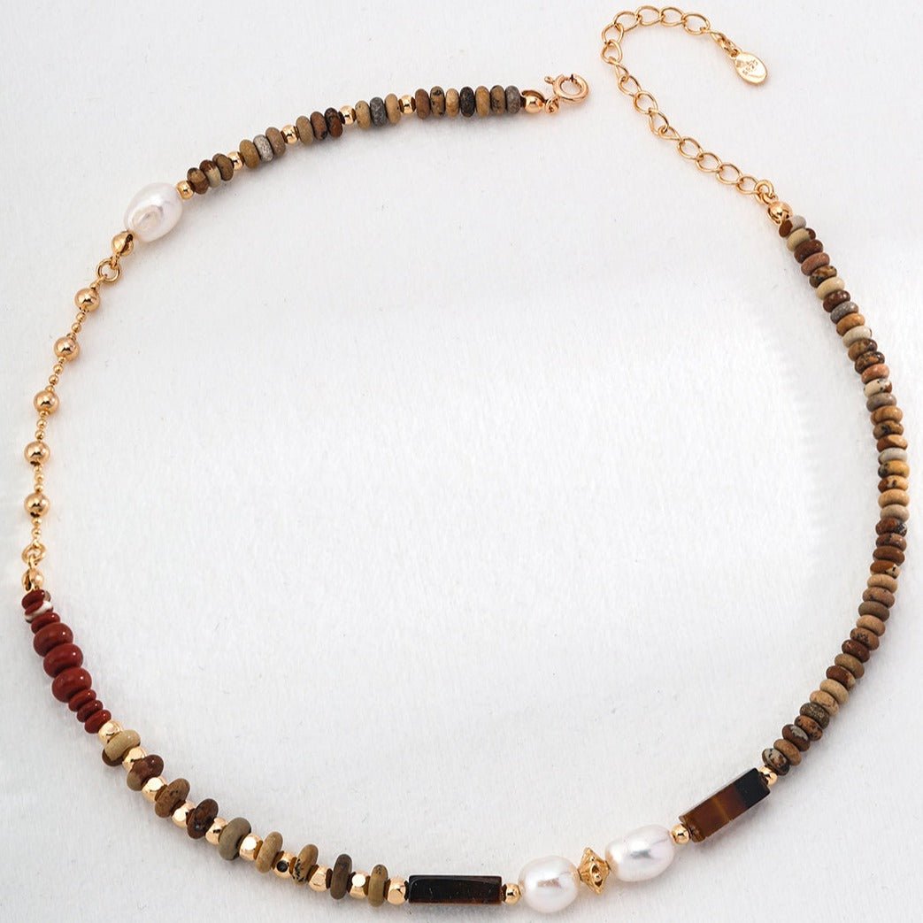 Vintage Multi-Element Gemstone Beaded Necklace - floysun