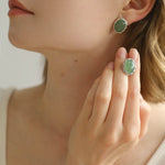 Vintage Oval Multicolor Gemstone Stud Earrings - floysun