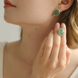 Vintage Oval Multicolor Gemstone Stud Earrings - floysun