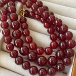 Vintage Red Onyx 12mm Round Beaded Necklace - floysun