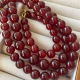 Vintage Red Onyx 12mm Round Beaded Necklace - floysun