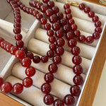 Vintage Red Onyx 12mm Round Beaded Necklace - floysun