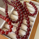 Vintage Red Onyx 12mm Round Beaded Necklace - floysun