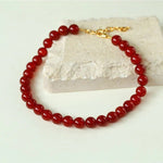 Vintage Red Onyx 12mm Round Beaded Necklace - floysun