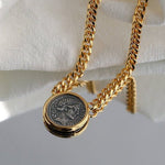 Vintage Roman Lady Luck Coin Pendant Necklace - floysun