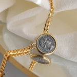 Vintage Roman Lady Luck Coin Pendant Necklace - floysun