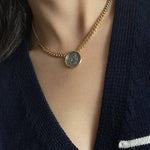 Vintage Roman Lady Luck Coin Pendant Necklace - floysun