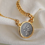 Vintage Roman Lady Luck Coin Pendant Necklace - floysun