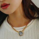 Vintage Roman Lady Luck Coin Pendant Necklace - floysun