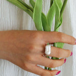 Vintage Square Baroque Pearl Open Ring - floysun