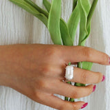 Vintage Square Baroque Pearl Open Ring - floysun