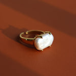 Vintage Square Baroque Pearl Open Ring - floysun