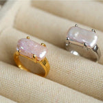 Vintage Square Baroque Pearl Open Ring - floysun