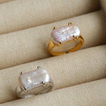 Vintage Square Baroque Pearl Open Ring - floysun