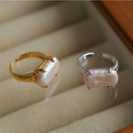 Vintage Square Baroque Pearl Open Ring - floysun