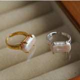 Vintage Square Baroque Pearl Open Ring - floysun