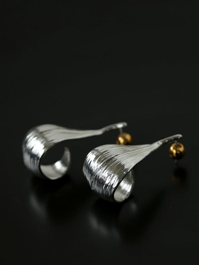 Vintage Striped Curled Leaf Drop Earrings - floysun