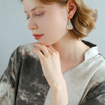 Vintage Striped Curled Leaf Drop Earrings - floysun