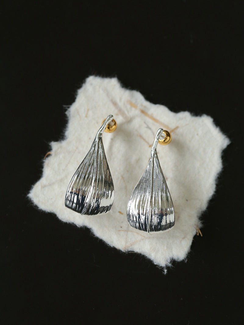 Vintage Striped Curled Leaf Drop Earrings - floysun