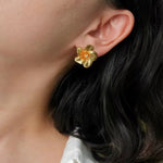 Vintage Style Bauhinia Zircon Flower Stud Earrings - floysun