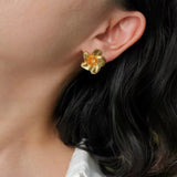 Vintage Style Bauhinia Zircon Flower Stud Earrings - floysun