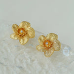 Vintage Style Bauhinia Zircon Flower Stud Earrings - floysun