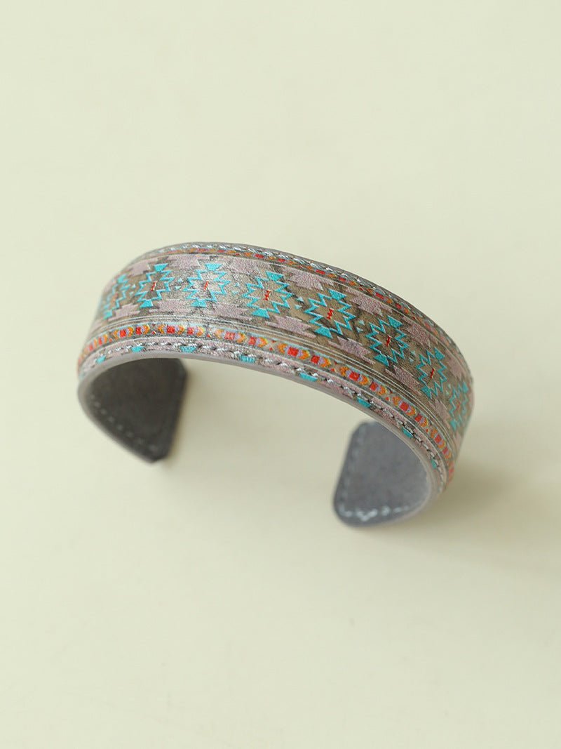 Vintage Wide Narrow Version Leather Statement Bracelet - floysun