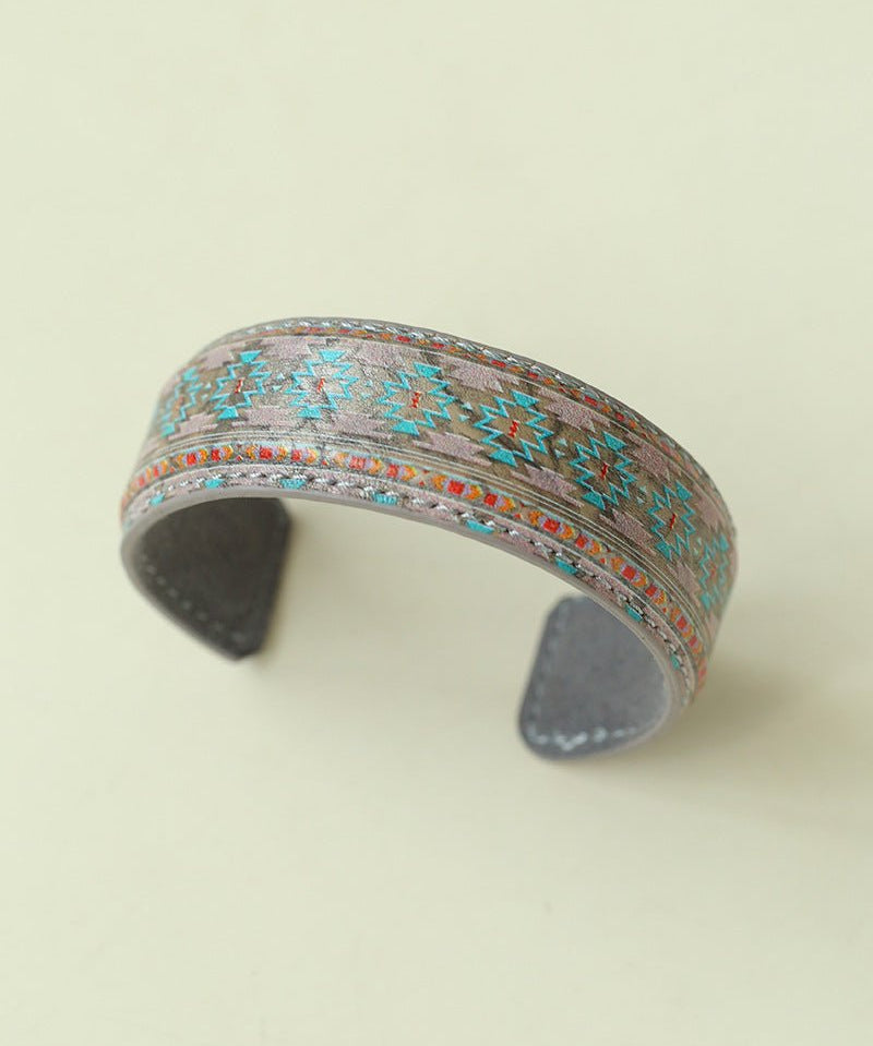 Vintage Wide Narrow Version Leather Statement Bracelet - floysun