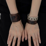 Vintage Wide Narrow Version Leather Statement Bracelet - floysun