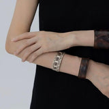 Vintage Wide Narrow Version Leather Statement Bracelet - floysun