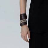 Vintage Wide Narrow Version Leather Statement Bracelet - floysun