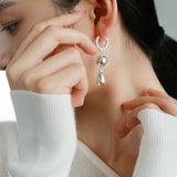 Water Droplet Paneled Ball Earrings - floysun