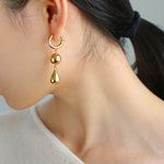 Water Droplet Paneled Ball Earrings - floysun