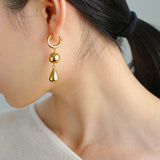 Water Droplet Paneled Ball Earrings - floysun