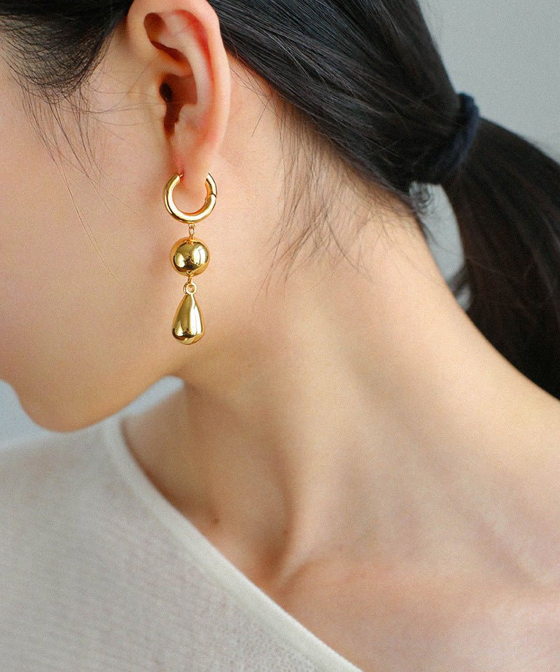 Water Droplet Paneled Ball Earrings - floysun