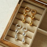 Water Droplet Paneled Ball Earrings - floysun