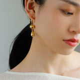 Water Droplet Paneled Ball Earrings - floysun